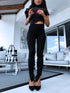 Black LUX leggings with slits LM1173